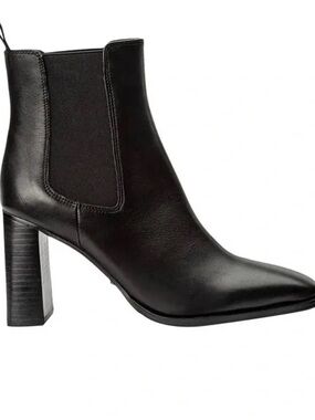 Tony Bianco Black Leather Chelsea Block-Heel Ankle Boots